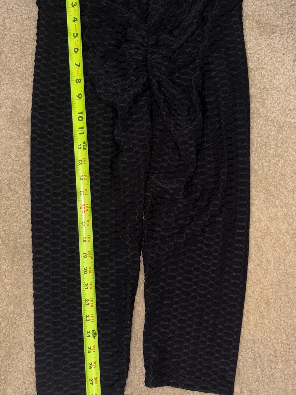 Black Textured Leggings Capri
